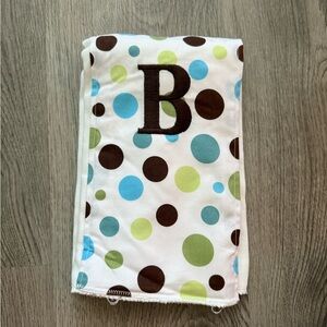 Polka Dot Baby Blanket with Letter B burp cloth